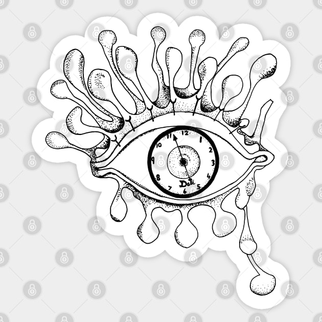 Surreal Dali Drippy Eye Stipling Pen Drawing Sticker by Ciara Shortall Art